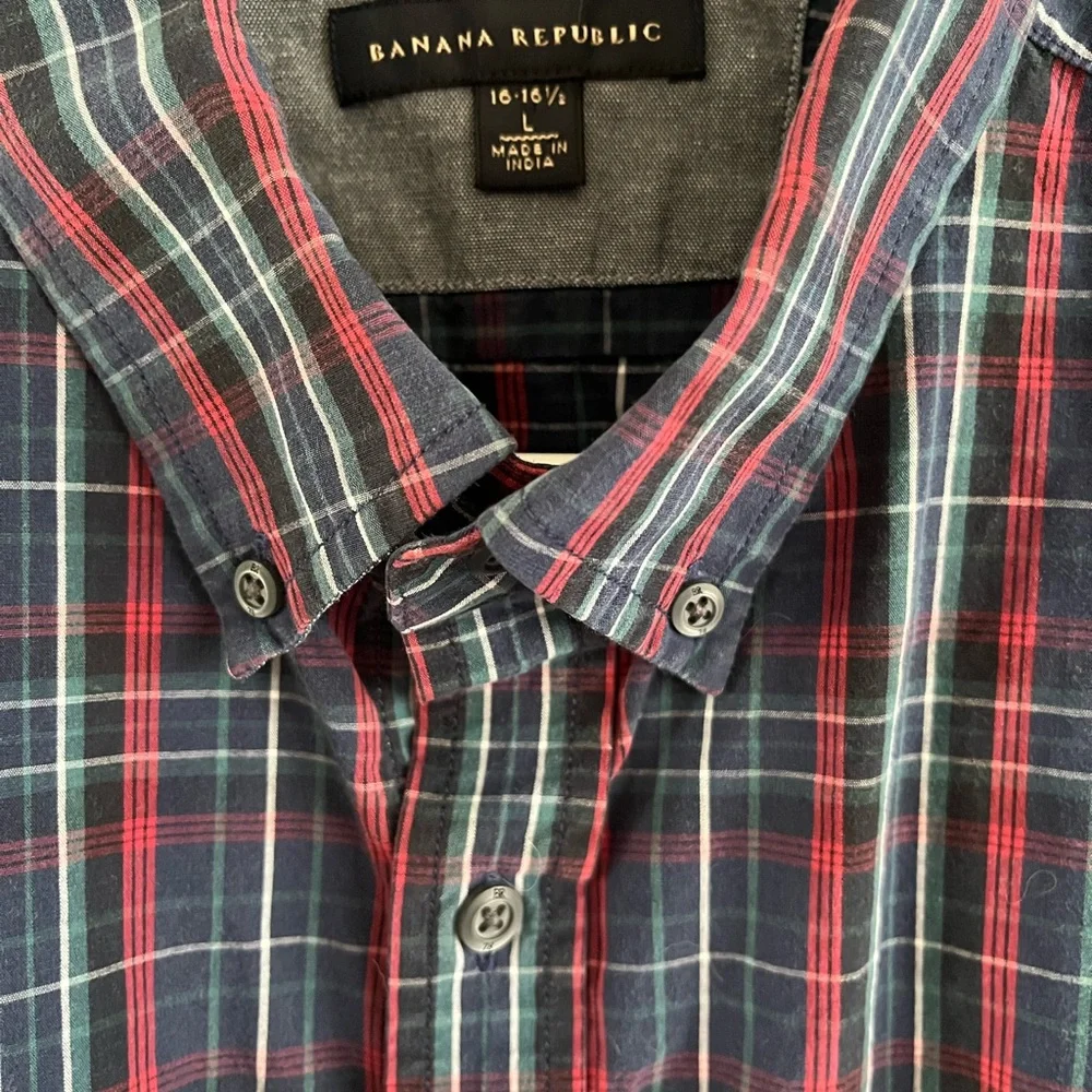 Mens' Banana Republic Blue and Red Plaid Shirt